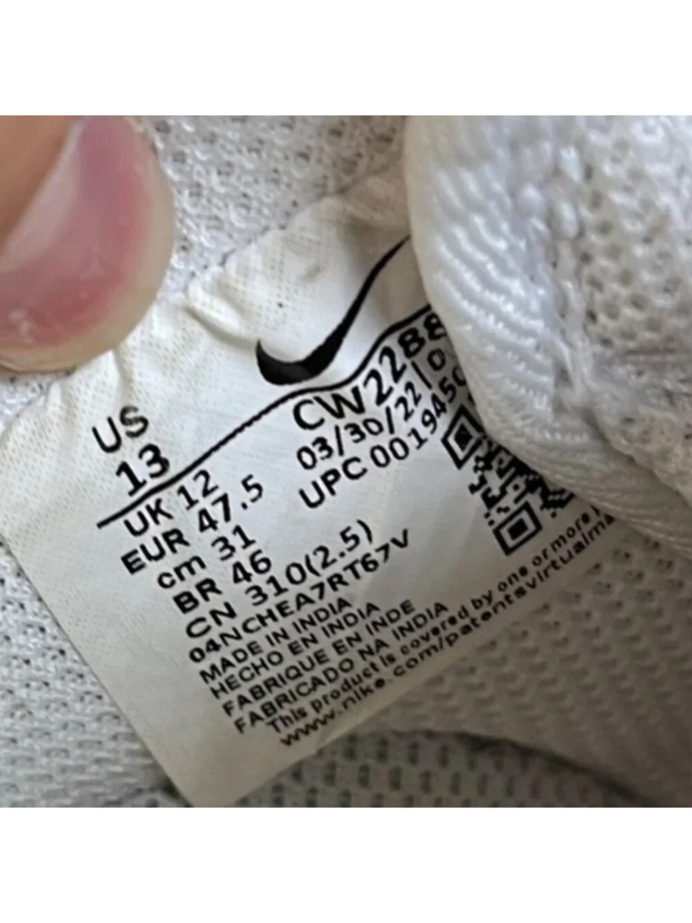 Nike Air Force 1 '07 Low Mens Size 13 White Athletic Lifestyle Shoes Sneakers